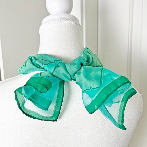 Green Sheer Scarf Kerchief w/ Convertible Dreamcatcher Gemstone Necklace Set - Picture 5 of 6